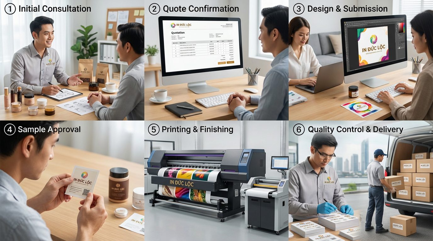Quy trình đặt in decal dán sản phẩm số lượng nhỏ Nha Trang diễn ra như thế nào? (HowTo)