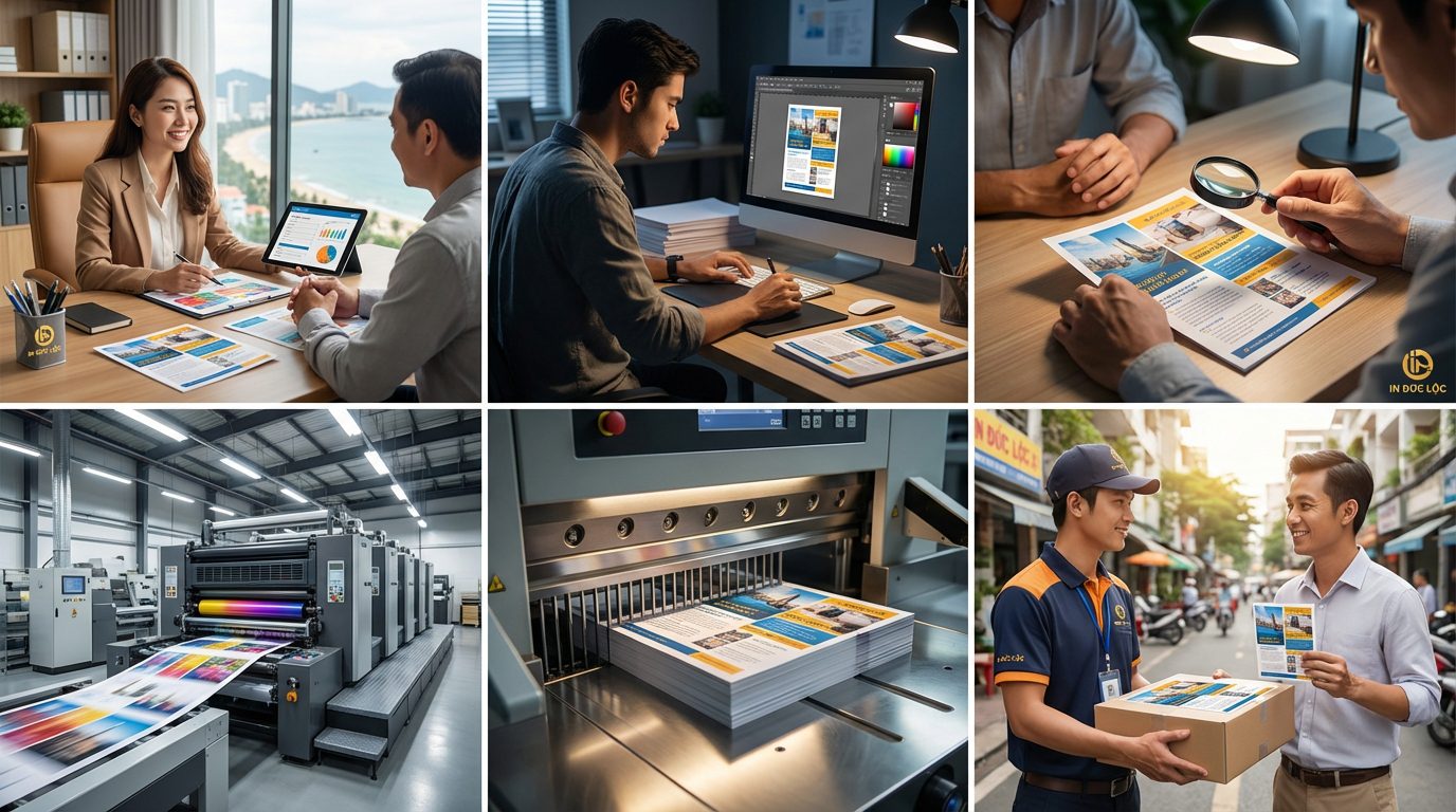 Quy trình đặt in flyer tại xưởng in flyer giá rẻ Nha Trang số lượng nhỏ diễn ra như thế nào?