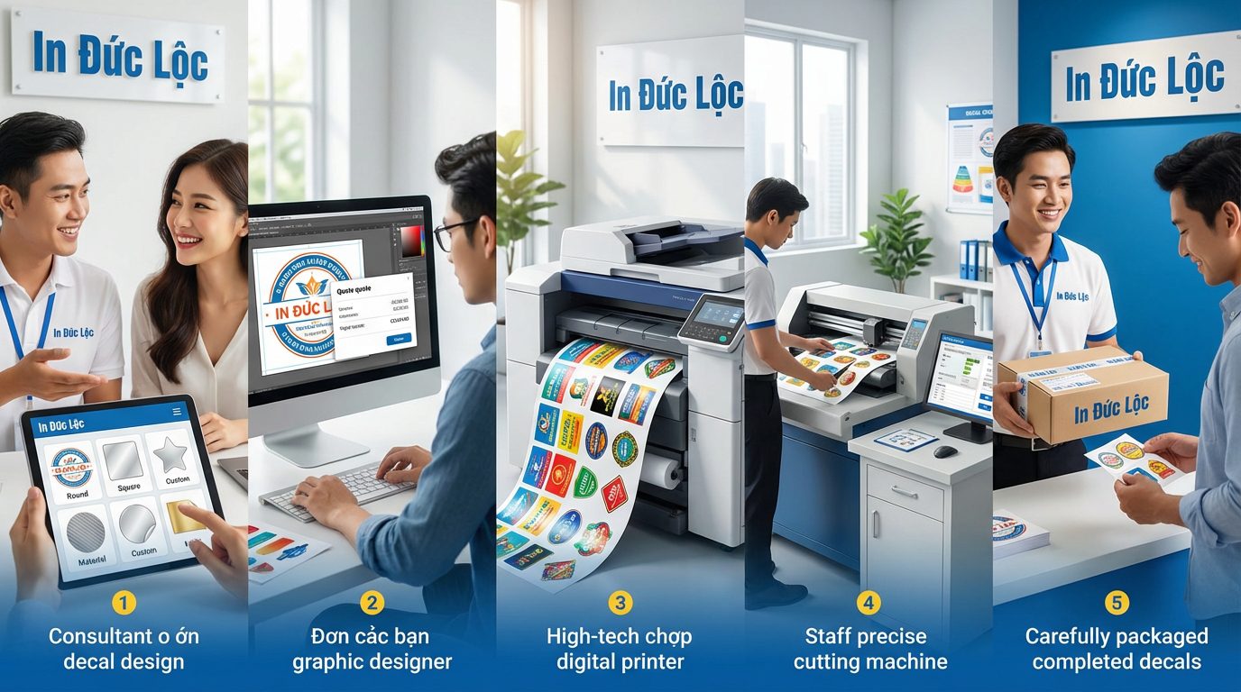 Quy trình đặt in tem decal giấy số lượng ít tại In Đức Lộc diễn ra như thế nào? Quy trình đặt in tem decal giấy số lượng ít tại In Đức Lộc diễn ra như thế nào?