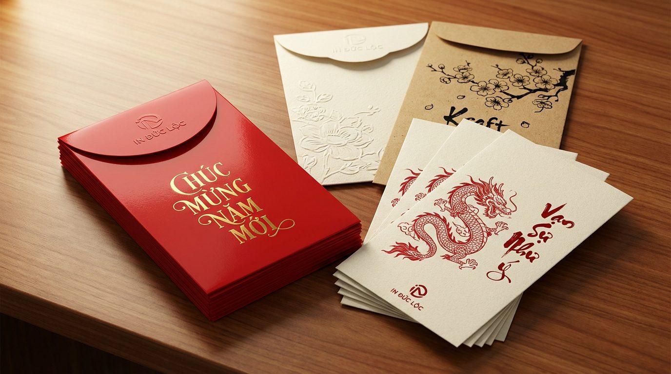Các yếu tố quan trọng khi in bao lì xì tết theo yêu cầu số lượng ít Nha Trang