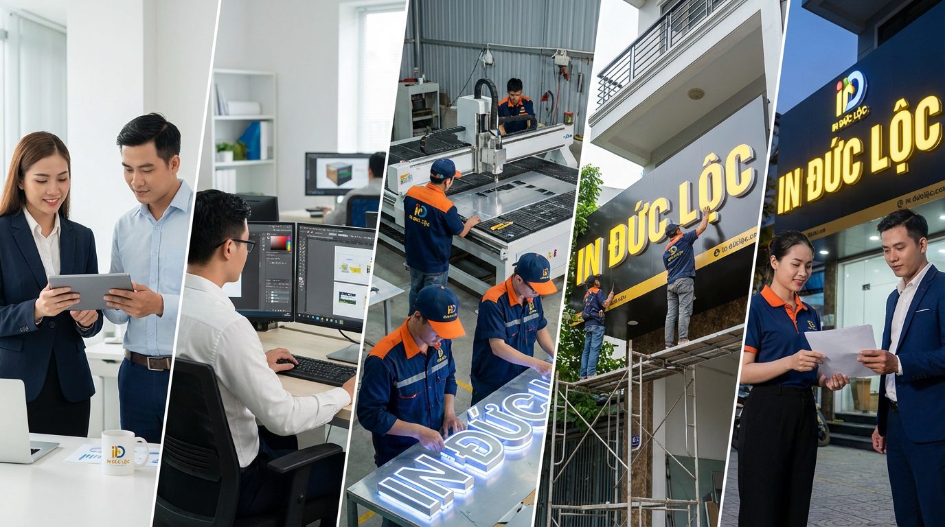 Quy trình thi công bảng hiệu alu mica chuyên nghiệp diễn ra như thế nào?