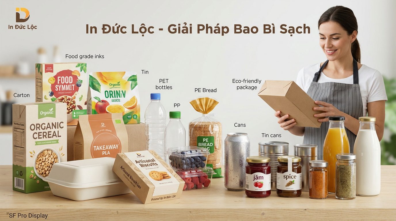 Những vật liệu nào an toàn và phổ biến trong in ấn bao bì thực phẩm sạch?