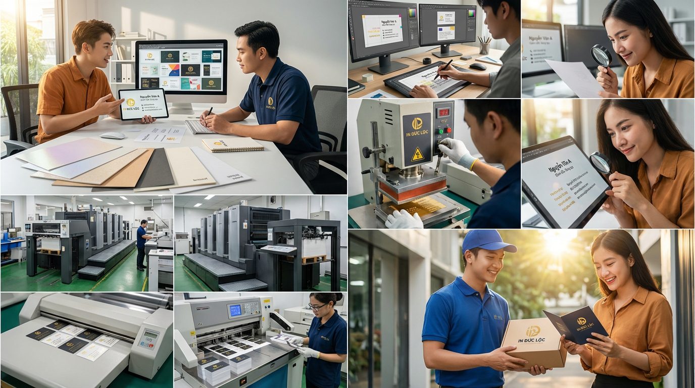 Quy trình In Danh Thiếp Ép Kim, Cán Mờ chất lượng cao diễn ra như thế nào?
