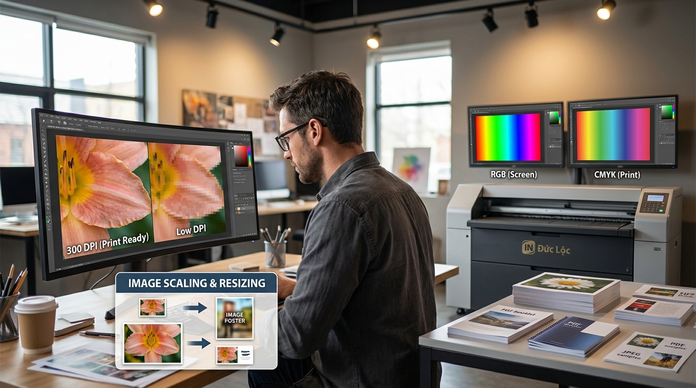 Những yếu tố nào ảnh hưởng đến việc tối ưu file ảnh in ấn không bị vỡ nét?