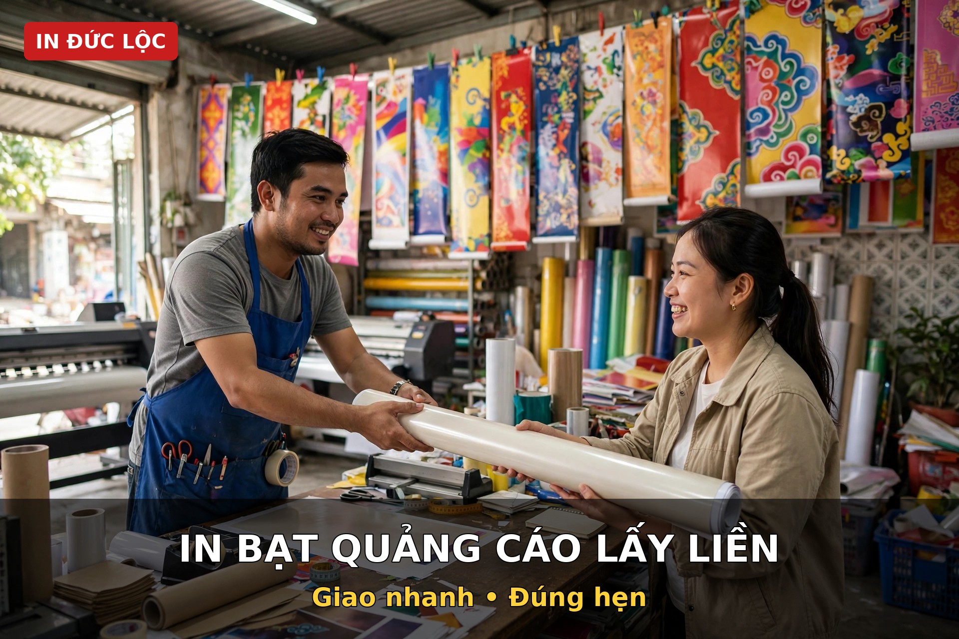 giao bạt quảng cáo nhanh tại xưởng