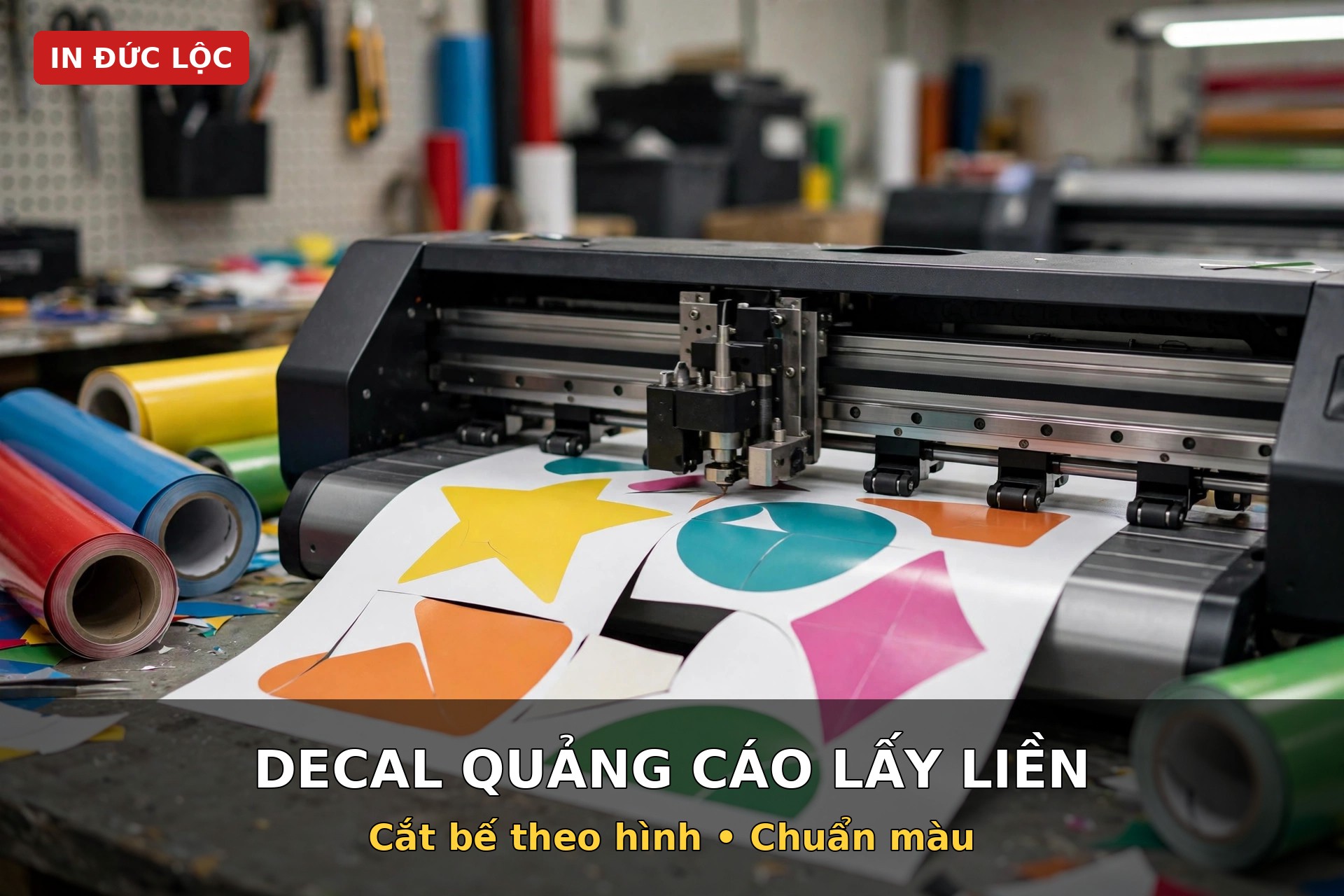 máy cắt decal quảng cáo tại xưởng